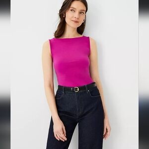 Ann Taylor Women's Refined Knit Boatneck Tank Top in Magenta NWT